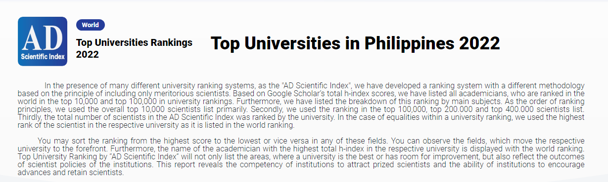 Top Universities in the Philippines 2022